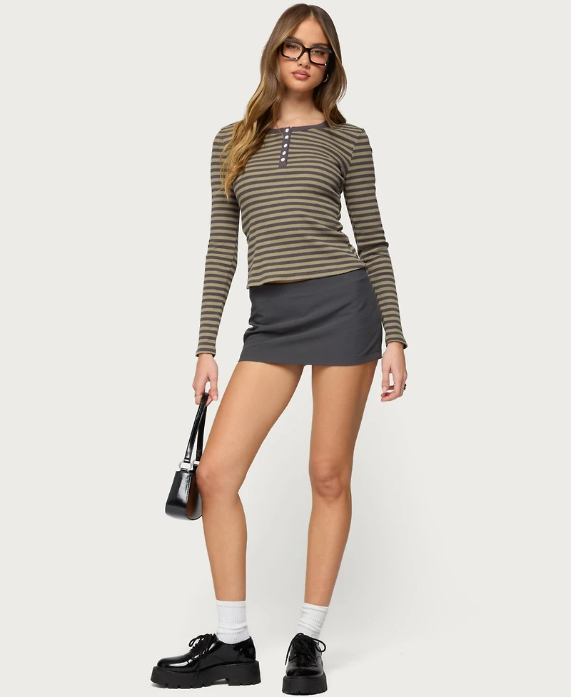 Edikted Women's Roma Striped Henley Top