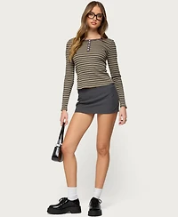 Edikted Women's Roma Striped Henley Top