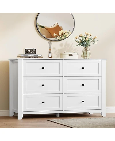 gaomon 6 Drawer Dresser for Bedroom, 54" Wide Large Dresser with Deep Drawers & Metal Knobs, Modern Wooden Chests of Drawers for Entryway, Hallwa