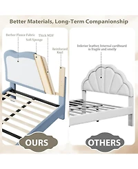 gaomon Bed Frame for Kids, Boucle Upholstered Platform with Headboard Girls Boys, Wooden Slats Support