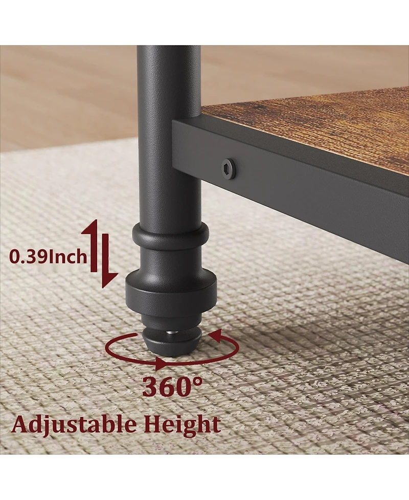 gaomon Round Dining Table for 4-6 People 47 Inch with 2-Layer Storage Shelf, Farmhouse-Style Wooden