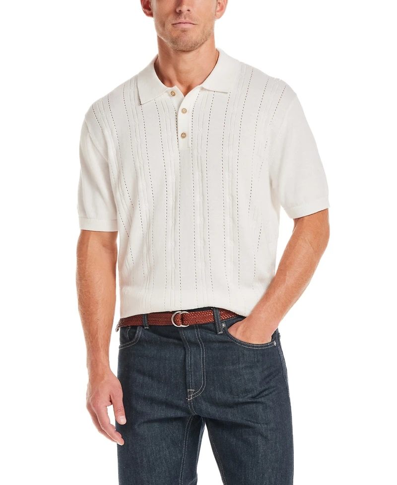 Weatherproof Vintage Men's Regular-Fit Pointelle Sweater-Knit Polo Shirt