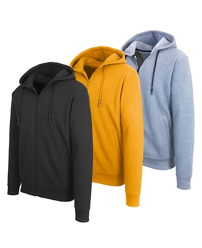 Blue Ice Men's Full Zip Hooded Sweatshirt, 3-Pack