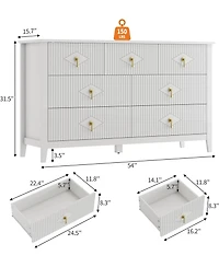 gaomon Dresser for Bedroom with 7 Drawers, Wide Modern Chest of Drawers with Metal Handle, Dresser Tv Stand, Wood Drawer Organizer for Bedroom