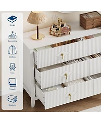 gaomon Fluted 6 Drawers Dresser for Bedroom, 54" Wide Modern Chest of with Metal Handle, Wooden Organizer Bedroom.
