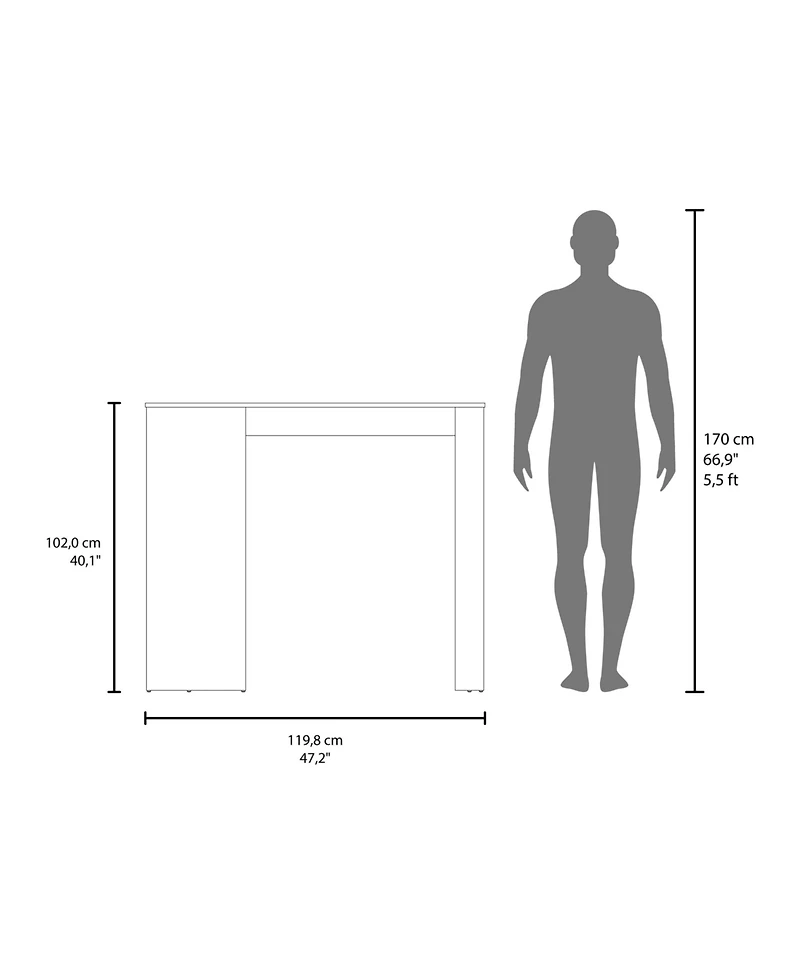 Fm Furniture Luna Modern Kitchen Island with Open Storage, Wenge