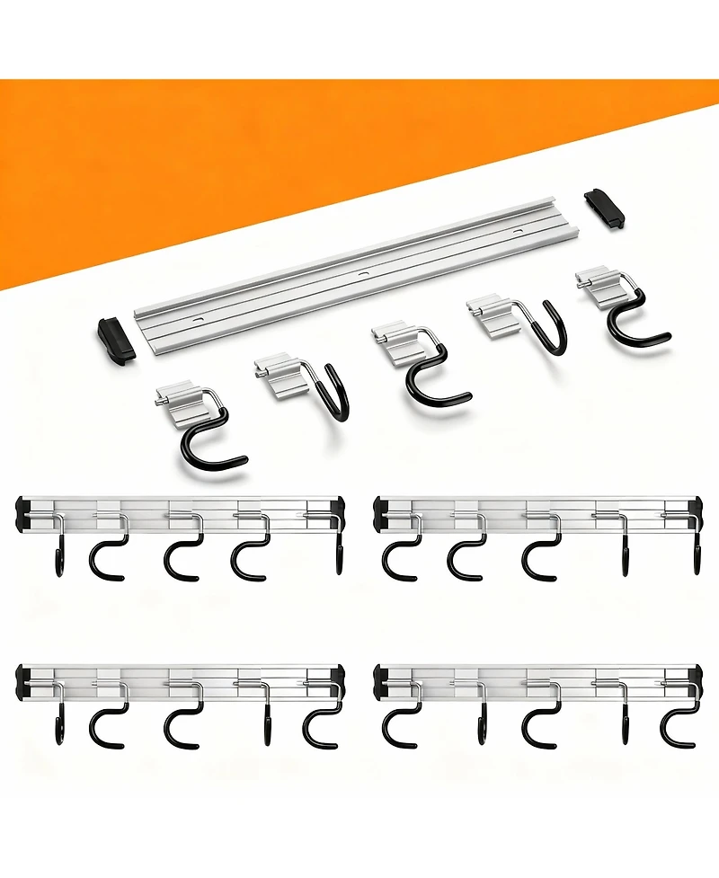 Yigii Aluminum Garden Tool Rack, Adjustable Hooks, Easy Install, Durable