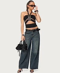 Edikted Women's Zola Cutout Beaded Halter Top