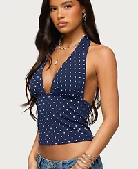 Edikted Womens Blaire Polka Dot Halter Top