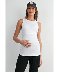 Hello Miz Women's Maternity Nursing Ribbed Tank Top with Lift-Up Panel