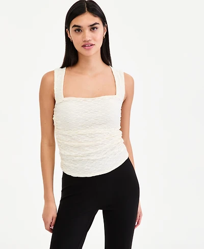 Bar Iii Women's Lace Ruched-Side Top, Macy's Exclusive