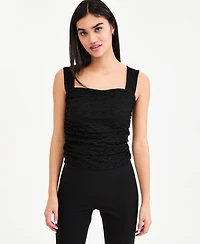 Bar Iii Women's Lace Ruched-Side Top, Macy's Exclusive