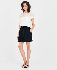 Bar Iii Women's Boxy Lace T-Shirt, Macy's Exclusive