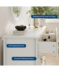 gaomon Dresser for Bedroom with 6 Drawers, 54 in Extra Wide Modern Chest of Drawers with Metal Handle, Dresser Tv Stand, Wood Organizer for Bedroom