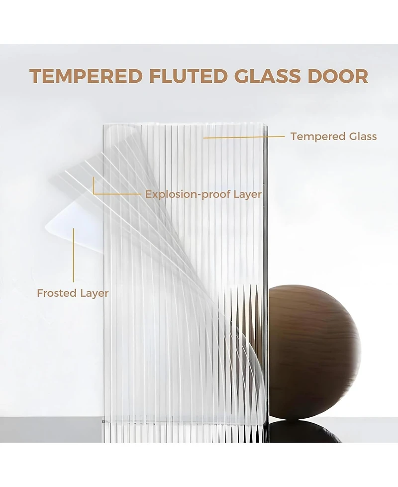 gaomon Modern Sideboard Cabinet with 3 Spacious Drawers & Fluted Glass Doors for Dining Room, Kitchen, or Living Room Storage