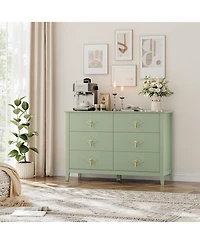 gaomon Dresser for Bedroom with 6 Drawers, 48 in Wide Modern Chest of Drawers with Metal Handle, Dresser Tv Stand, Wood Drawer Organizer for Bedroom