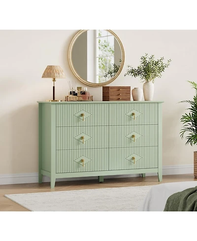 gaomon Dresser for Bedroom with 6 Drawers, 48 in Wide Modern Chest of Drawers with Metal Handle, Dresser Tv Stand, Wood Drawer Organizer for Bedroom