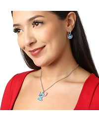 Disney Stitch Charm Hoop Earring Set, 1 Hoop with 3 Interchangeable Charms, Silver Tone