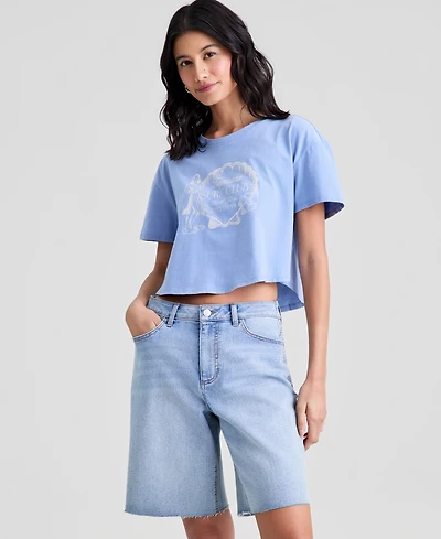 And Now This Women's Crop Mermaid Graphic Cotton T-Shirt, Macy's Exclusive