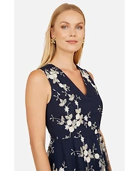 Yumi Women's Mesh Embroidered Maxi Dress