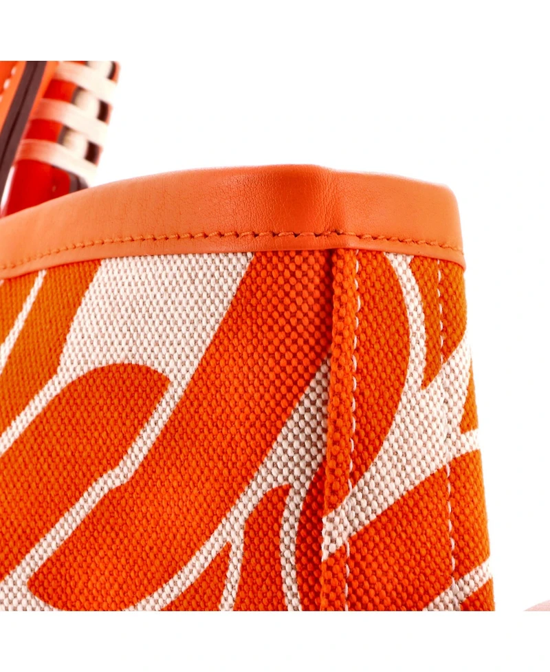 Pre-Owned HERMES 25 Sac Steeple Tote Printed Toile with Leather