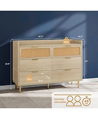 gaomon 6 Drawer Double Dresser for Bedroom, 47" Wide Modern Chest of Drawers