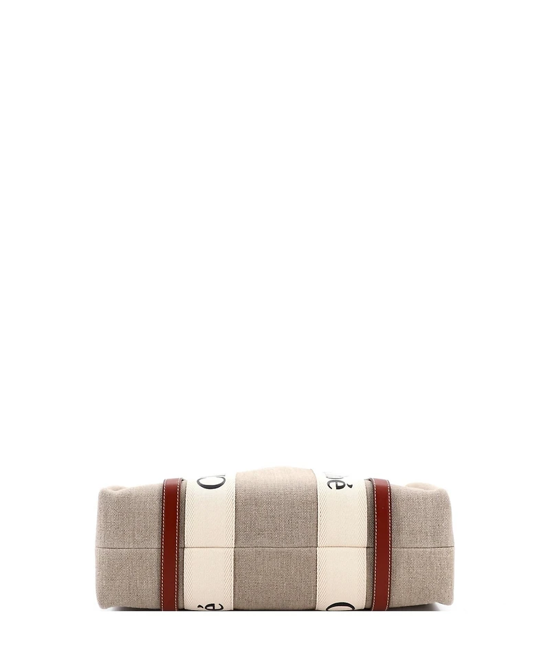Pre-Owned Chloe Medium Woody Tote Canvas with Leather