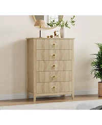 gaomon Dresser for Bedroom with 5 Drawers, 32 in Wide Modern Chest of Drawers with Metal Handle, Dresser Tv Stand, Wood Drawer Organizer for Bedroom