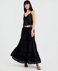 And Now This Juniors' Cotton Tiered Tie-Waist Maxi Skirt, Macy's Exclusive