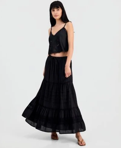 Now This Juniors Cotton Tiered Tie Waist Maxi Skirt Macys Exclusive