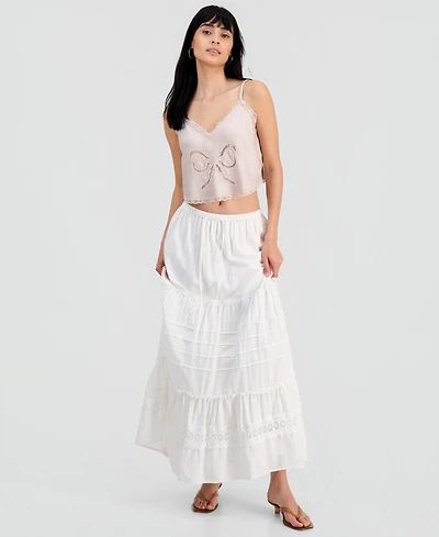 And Now This Juniors' Cotton Tiered Tie-Waist Maxi Skirt, Macy's Exclusive