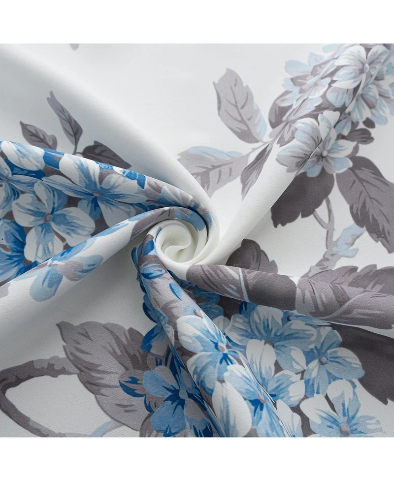 Olivia Gray 100% Polyester 200 Gsm Hydrangea Printed Blackout Grommet Curtain Panel 54" x 84"
