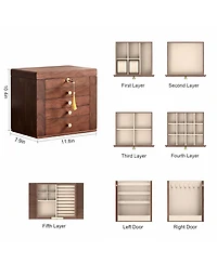 Yigii Luxury Walnut Jewelry Organizer with Mirror and Lock