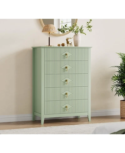gaomon Dresser for Bedroom with 5 Drawers, 32 in Wide Modern Chest of Drawers with Metal Handle, Dresser Tv Stand