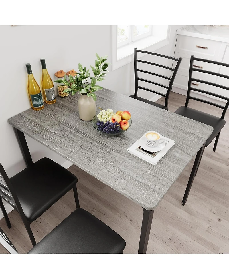 gaomon 5-Piece Dining Table Set for 4, Modern Rectangle Kitchen with Upholstered Chairs