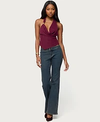 Edikted Women's Mimi Asymmetric Textured Mesh Halter Top