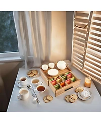 Yigii 12-Compartment Wood Tea Bag Organizer with Drawer