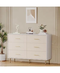 gaomon Large Wooden Dresser with Metal Legs & Handles 6-Drawer Storage Cabinet