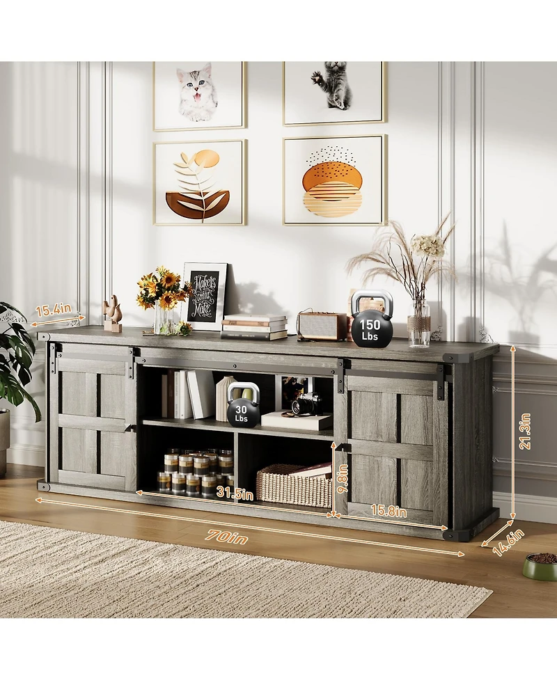 gaomon Farmhouse Tv Stand for 75 Inch Tv