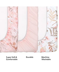The Peanutshell Whimsical Floral 3-Pack Fitted Playard Sheets