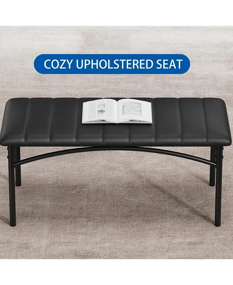 gaomon 4Pcs Dining Set for 4 with Table, 2 Chairs & Upholstered Bench, Rectangular Wood Kitchen Table for Small Spaces