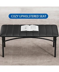 gaomon 4Pcs Dining Set for 4 with Table, 2 Chairs & Upholstered Bench, Rectangular Wood Kitchen Table for Small Spaces