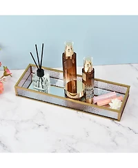 Lauraella Handcrafted Glass Tray, Decorative Storage Tray for Makeup, Jewelry, Desk, or Bathroom Stylish, Durable Home and Office