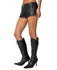 Edikted Women's Studded Faux Leather Micro Shorts