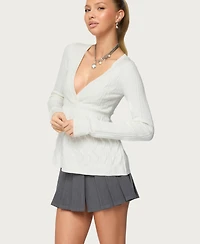 Edikted Women's Saphey Babydoll Cable Knit Top