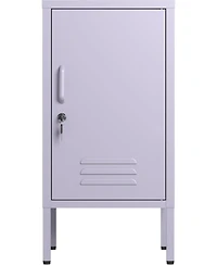gaomon Metal Locker Nightstand with Door & Shelf, Modern Steel Bedside Cabinet, Lockable Single Door, Easy Assembly