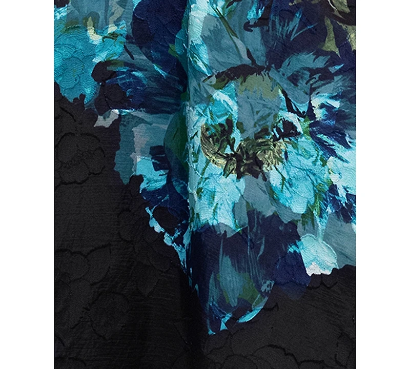 Betsy & Adam Petite Printed One-Shoulder Ball Gown Dress