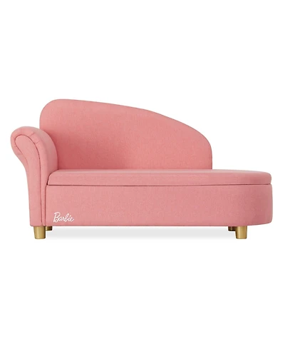 Evolur Girls Barbie Dream in Chaise Lounge, Soft Upholstered Seat with Raised Backrest, Gold-Tone Legs and Hidden Storage, Astm Certified