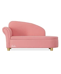 Evolur Girls Barbie Dream in Chaise Lounge, Soft Upholstered Seat with Raised Backrest, Gold-Tone Legs and Hidden Storage, Astm Certified