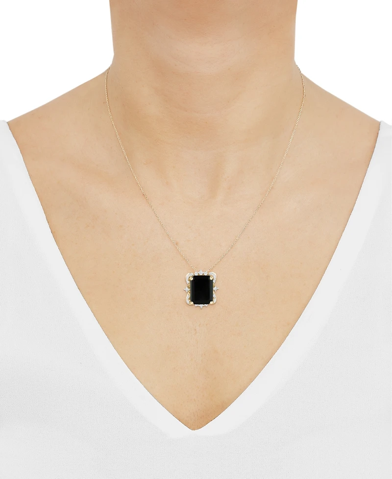 Macy's Blue Topaz (2-1/10 ct. t.w.) and Diamonds Necklace 14k Yellow Gold (also available Onyx Amethyst)